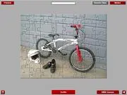 BMX Bike Pro Jigsaw game screenshot, puzzle pieces of a BMX bike and helmet, free online puzzle game