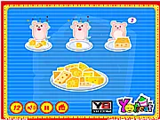 Cheese Time free online puzzle game screen showing various mini-games involving a rat, balloons, and delicious blocks of cheese