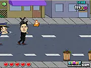 Play Kim Taser online game free, funny endless runner with character escaping cops and tasers, collect coins and fruits