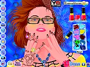 Celebrity Makeover free online game screenshot showing a star getting makeup and hair styled in a salon