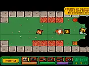 Screenshot of Tank Shooter game showing a simple top-down view of a military tank aiming its cannon at several enemy tanks across a flat, open battleground