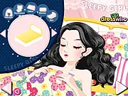 Sleepy Girl makeup game, free online beauty makeover, applying cosmetics while a girl sleeps, PlayArcadeHub free game