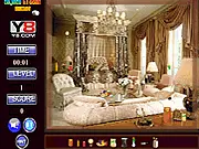 Smart Room Hidden Objects free online game screenshot showing a cluttered room scene with a list of items to find