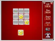 Toy Memory game screen showing a grid of covered blocks and a row of colorful, unique toy icons below, ready for a player to select a match
