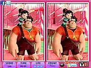Wreck It: 10 Differences online game screenshot showing two nearly identical animated images side-by-side with a circle highlighting one difference