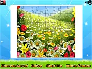 Nature Flowers Jigsaw Puzzle free online game showing a beautiful, colorful floral picture being solved on a jigsaw puzzle, available on PlayArcadeHub