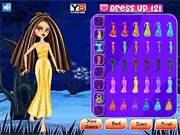 Doll Night Out Dress Up game screen with character Chloe wearing a stylish dress and accessories