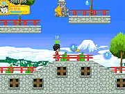 The title screen for the Golden Stole fighting game showing two knights ready to duel in a competitive arena.