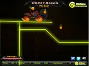 Ghost Rider Drive free online stunt bike game screenshot showing the character on a flaming motorcycle