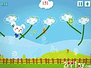 Play Rabbit Swing World free online physics game, baby rabbit swinging and navigating levels with momentum