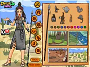 Screenshot of Aztec Princess Dress Up game, fantasy style princess wearing traditional royal outfit, play free online fashion game