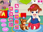 Screenshot of Cute Baby Fashion Dress Up game, adorable little girl model with various clothes and accessories, play free online