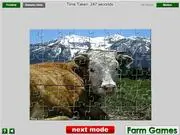 Alpine Cow Jigsaw free online puzzle game, play 198 piece farm jigsaw, customizable difficulty puzzle game
