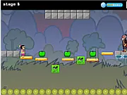 Calabash Brothers Rescue Grandpa game screen showing the Gourd Dolls (Calabash Brothers) using their powers on a cliffside to save their Grandpa, free online puzzle game