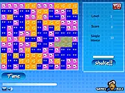 Smiley Squares free puzzle game, destroying colored smileys, physics matching game online, click-based block breaker