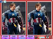 Captain America Hidden Differences free online game screenshot showing the hero with his shield, with ten differences hidden between the images