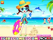 Screenshot of Summer Beach Dress Up game, fashion girl styling a swimsuit for a summer vacation, play free online