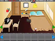 Screenshot of Craziness Room Escape game showing a mysterious, locked room filled with various objects and clues for a point-and-click puzzle