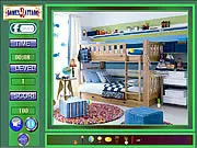 Cute Boys Room Hidden Objects free online game screenshot, finding hidden items in a boy's bedroom, best hidden object game on PlayArcadeHub