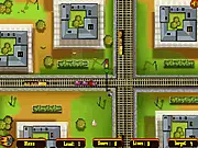 Express Way free online game screenshot, showing two train tracks intersecting with signals, traffic control puzzle game