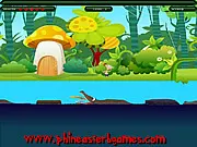 Screenshot of Phineas from Phineas and Ferb standing near a river with crocodiles in the Phineas and Ferb RainForest game.