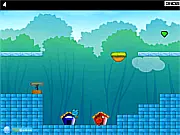 Fire and Ice Elves adventure game, free online 2-player co-op platformer, collect gems to get home, PlayArcadeHub