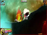 Screenshot of Black Angle 2 online platformer game, showing a character fighting demons with a button mash attack, free arcade game on PlayArcadeHub