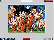 Play Dragon Ball Jigsaw free online puzzle game. Screenshot showing anime artwork being assembled.