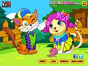 Screenshot from Sweet Kitten Date game showing two cute cartoon kittens dressed up for a date, play free online.