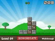 Gameplay of Blocks Online Puzzle showing colorful geometric blocks being dropped onto a stack to clear the screen