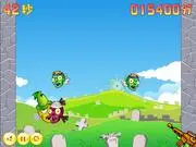 Awesome Shooting Zombies action game screen showing player aiming at horde of zombies