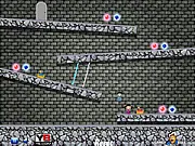 Bluoo Pink Extreme free online game screen, showing two characters, a blue blob and a pink blob, collecting colored diamonds on a platform level