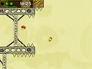 Mini Dash free online platformer game screenshot showing a small character dashing through a level filled with spikes and challenging obstacles
