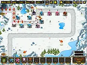 Battle of Antarctica free online tower defense game, placing and upgrading turrets to attack waves of animals