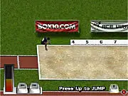 Play Long Jump Game free online athletics challenge screenshot; athlete running toward the takeoff board for a long jump