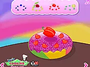 Colorful Donuts Decor game screenshot showing highly customized donuts with sprinkles and colorful icing on PlayArcadeHub
