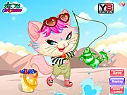 Naughty Kitten Fishing Online Free Game – Cat fishing by the river with a rod