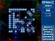 Orbox C free online logic puzzle game sci-fi brain teaser sliding block PlayArcadeHub