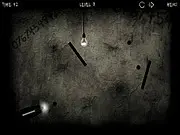 Break the Lamp online game screenshot, a cannon aiming a cannonball at a lamp behind a wooden platform