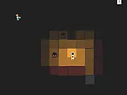 Top-down view screenshot of the Fog and Thunder game, showing glowing blocks on a dark, foggy map.