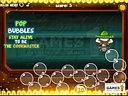 Screenshot of the Roberto Cookmaster game, showing a small character bouncing on a bubble inside a hot oven, avoiding the fiery top and bottom heating elements.