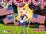Play the July 4th Party Dress Up online game. A girl wearing a sexy red and blue outfit for a patriotic party.