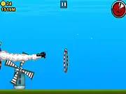 Gameplay screenshot of the Plane Loopy online game, showing a small airplane collecting coins and avoiding a missile