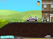 Ambulance speeding through city traffic on a critical rescue mission in the free online driving game Ambulance Truck Driver