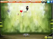 Bouncing Ninja free online game, catching money bags with a trampoline