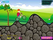 Baldheaded Strong Cross-Country free online bike game, character riding a bicycle over a steep mountain road