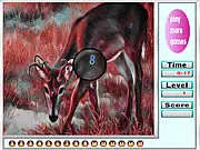 Screenshot of Red Deers Hidden Numbers showing a red deer in a forest with faint numbers hidden in the scene