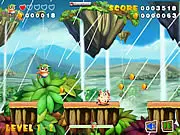 Jumping Bear free online arcade game, cute cartoon bear collecting gold coins on platforms
