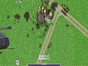 Endless War 7 gameplay screenshot showing a chaotic top-down WW2 battle with tanks and explosions. Play free online shooter on PlayArcadeHub.