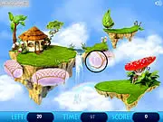 A close-up view of a player using a magnifying glass to search for the 20 hidden numbers on the colorful Sweet Island scene in the online game